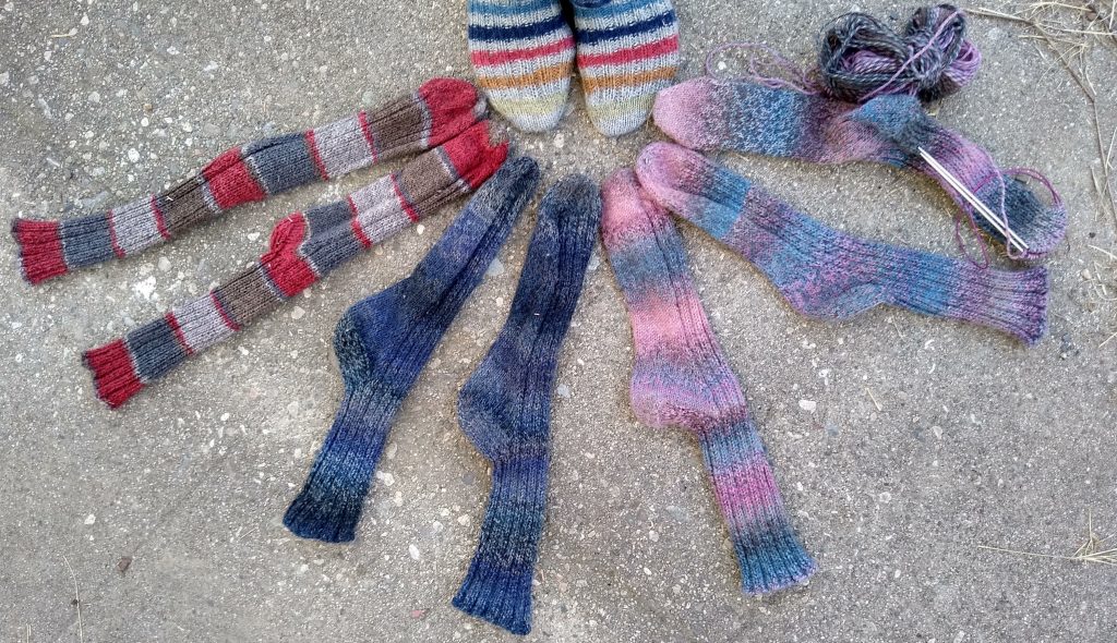 various knitted socks